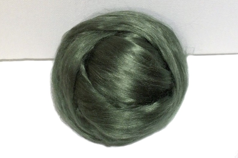 Sage Green Bamboo roving, top, Needle Felting, Spinning Fiber, Medium Green, silver green, Pistachio 1 oz. image 1