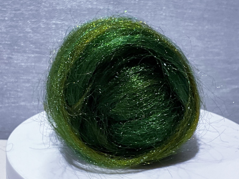 Variegated Green Firestar Avocado Needle Felting, Spinning Fiber, roving, .5 oz image 4