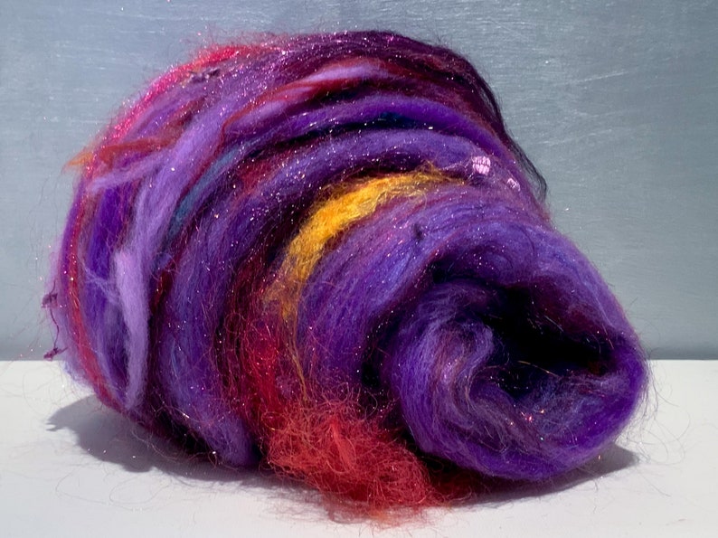 Textured, Surprise fiber art batt Wildethyme Surprise MTO 1-4oz, Sparkly Felting wool, spinning fiber, choose first color, new options image 7