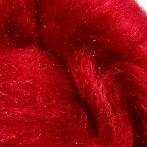 Red Wool Fiber Art Batt, Red Hot RTS Needle Felting, decorative fiber, roving, red Firestar, Christmas Red, Valentine's Day, Holiday Decor image 4