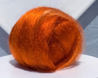 Cool Orange Firestar “Papaya” Needle Felting, Blending, Spinning Fiber: carrot, pumpkin orange,  persimmon,