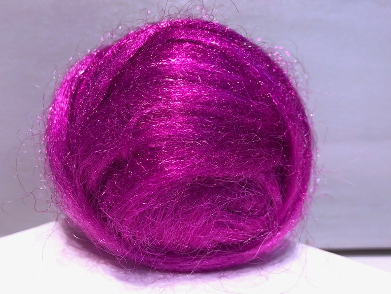 Red Violet Firestar roving, Needle Wet Nuno Felting Spinning Fiber Wilde Berry .5 oz light red violet, purple, deep fuschia image 4