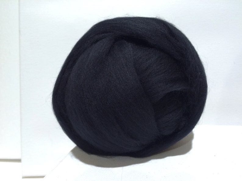 Black Merino Roving, Needle Felting wool, Spinning Fiber, Black, Merino wool, felting wool, black wool, black roving, black Merino image 2