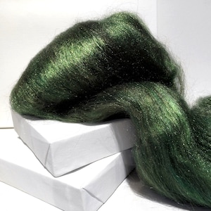 Dark Green Firestar “Moss” Needle Felting, Blending, Spinning Fiber, roving, .5 oz, synthetic dubbing