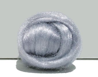 Silver Firestar Roving: Sparkly Faux Metal Felting, Spinning Fiber ( 0.5 oz)