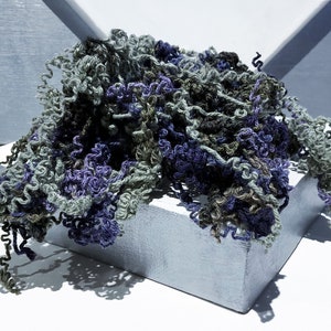 Cotton Faux Locks “Purple Sage”.25-1oz Grey, Violet, Blue, Sage, Use like fleece locks, Add texture to fiber art, eco friendly, versatile!
