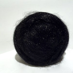 Black Firestar, Needle Felting, Spinning Fiber, True black, Firestar roving, synthetic dubbing, blending fiber