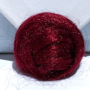 Garnet Red Firestar Fiber: Shimmering Needle Felting, Spinning (0.5 oz)