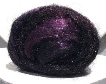 Black Plum Firestar, Needle Felting, Spinning Fiber, roving, .5 oz, grape, purple, violet, plum, black,  similar to Icicle Top
