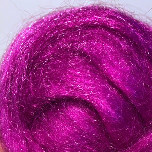 Red Violet Firestar roving, Needle Wet Nuno Felting Spinning Fiber Wilde Berry .5 oz light red violet, purple, deep fuschia image 5