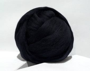 Black Merino Roving, Needle Felting wool, Spinning Fiber, Black, Merino wool, felting wool, black wool, black roving, black Merino