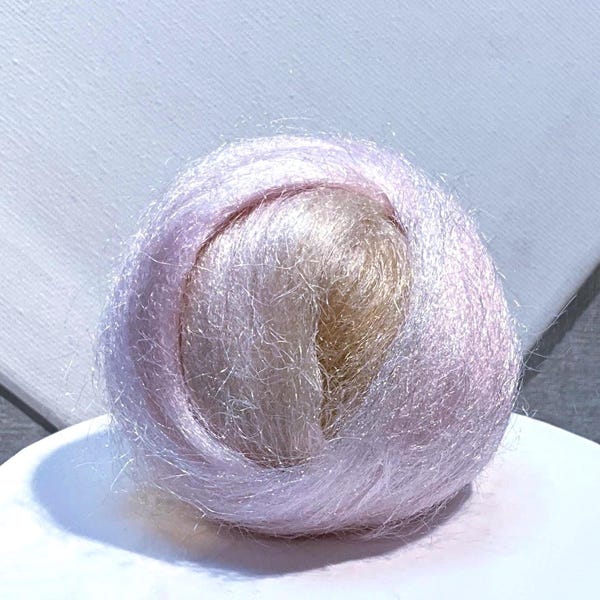 Pale Pink, Beige Gold Firestar “Corn Silk” Needle Felting, Spinning, blending fiber