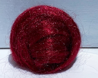 Garnet red Firestar, Needle Felting, Spinning Fiber, deep red, ruby .5 oz, Firestar is similar to Icicle Top, Valentine, Christmas