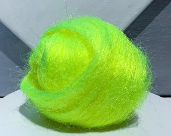 Acid Yellow Firestar, Needle Felting, Spinning Fiber, roving, .5 oz, Fluorescent, Neon Yellow, day glo, hi lighter blending fiber, fly tying