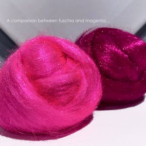 Magenta Firestar roving, Needle Wet Nuno Felting Spinning Fiber .5 oz red violet purple deep fuschia, synthetic dubbing image 4