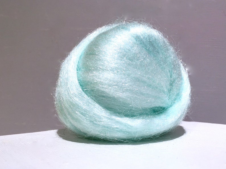 White, ecru Firestar, similar to Icicle top, roving , Felting Fiber, 1 oz, dyes easily w acid dyes or KoolAid, White, snow, clear, crystal image 5