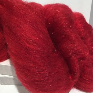 Red Wool Fiber Art Batt, Red Hot RTS Needle Felting, decorative fiber, roving, red Firestar, Christmas Red, Valentine's Day, Holiday Decor image 3