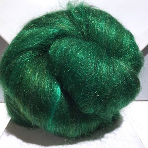 Green Felting wool batt Sparkly Pine MTO, spinning fiber, Felting wool:evergreen, green, forest, Christmas green, holiday decor image 5