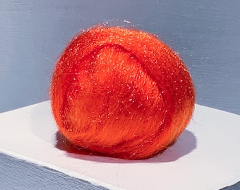 Bright Orange Firestar “Orange You Glad?” Needle Felting , Spinning Fiber, roving, .5 oz,  synthetic dubbing, pumpkin orange