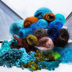 Verdigris Fiber Art, Batt Kit: Teal Copper Spinning Fibers, Felting Wool -DIY Gift