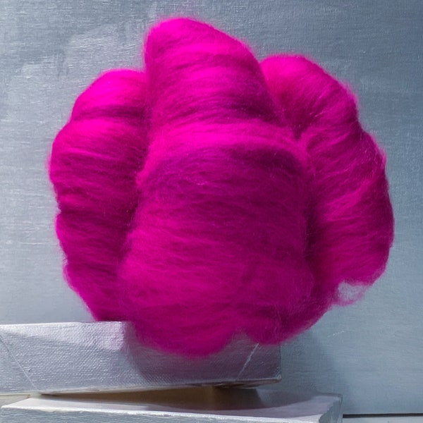 Wilde Berry Wool Batt, Needle Felting, Spinning Fiber, hot pink violet Magenta wool roving, berry batting, Saori weaving