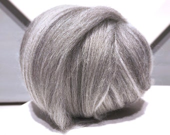 Marble Grey Ecru Wool Roving "Ash"  Needle Felting Spinning Fiber, Merino roving ecru grey, neutral colors, weaving