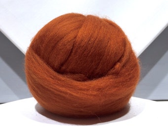 Fox red merino roving, rust red spinning fiber, merino wool, needle felting wool, brick red, brown red, nutmeg brown, copper red roving