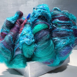Textured, Surprise fiber art batt Wildethyme Surprise MTO 1-4oz, Sparkly Felting wool, spinning fiber, choose first color, new options image 1