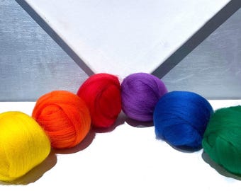 Rainbow Merino Roving Sampler Wool Felting Assortment (3 or 6 oz)