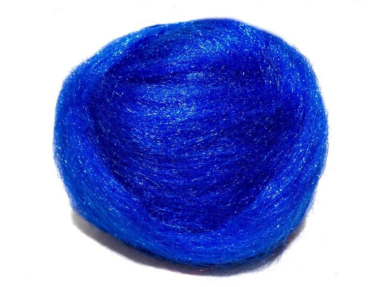 Spinning Fiber blue Needle Felting roving Blue Firestar bright blue .5 oz similar to Icicle Top