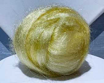 Pale Gold Firestar “Baby Duck” Needle Felting, Spinning Fiber, sparkly roving, light, pale yellow, blending fiber