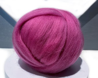 Deep Pink Merino Roving “Cosmos” Felting wool, Spinning Fiber, weaving, dubbing