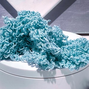 Cotton Faux Locks “Ice Blue”.25 & .5 oz, Use like mohair locks, Adds texture to fiber art surfaces, eco friendly fibers, very versatile!