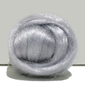 Silver Firestar Roving, Needle Felting Spinning Fiber, silver roving, light grey, similar to Icicle Top, free ship w/ wool, tinsel, .5 oz