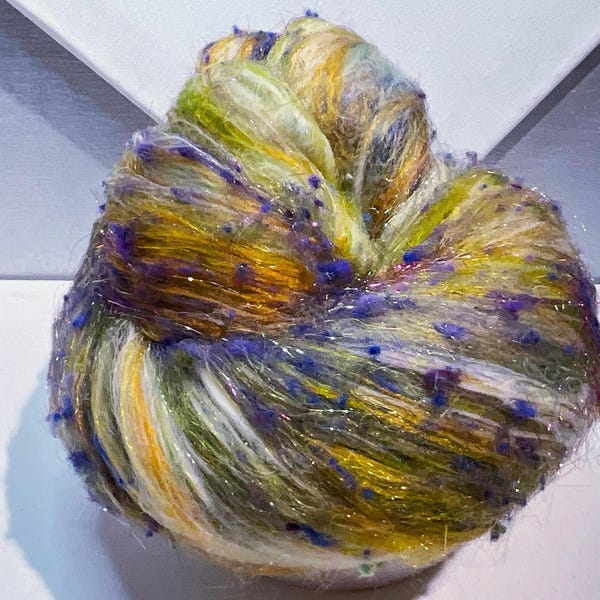 Forest Sprite Art Batt:  Yellow, Gold, Green Spinning Fiber, Felting Wool (.25-2oz)