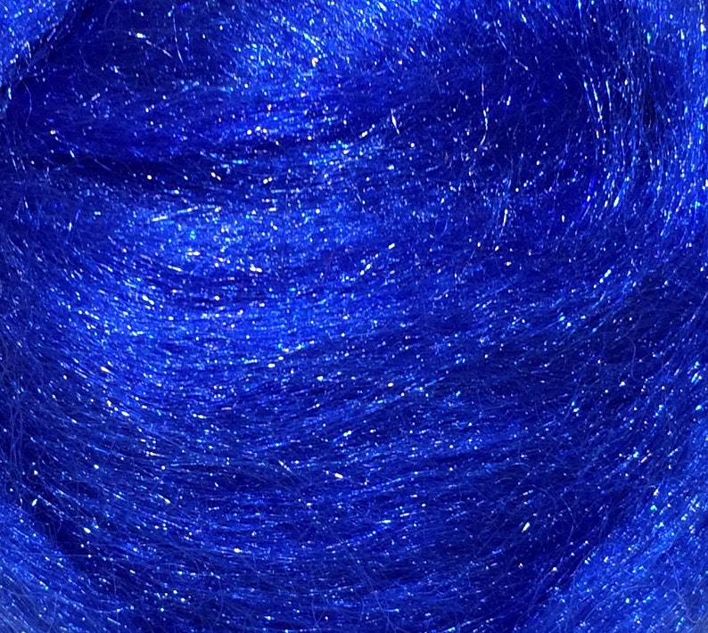 Spinning Fiber blue Needle Felting roving Blue Firestar bright blue .5 oz similar to Icicle Top