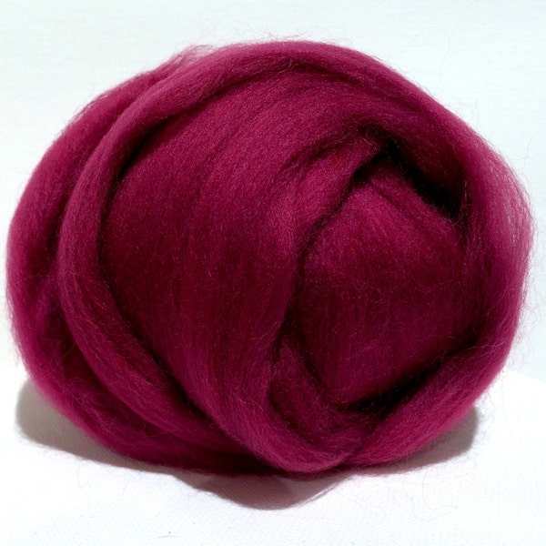 Crabapple Merino wool Roving top,  Needle Felting, Spinning Fiber, red violet, dark pink, deep fuchsia, magenta