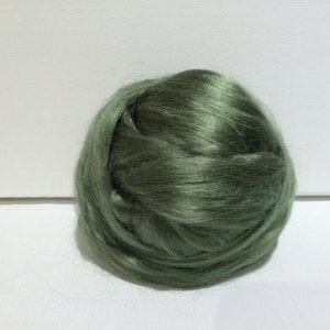 Sage Green Bamboo roving, top, Needle Felting, Spinning Fiber, Medium Green, silver green, Pistachio 1 oz. image 3