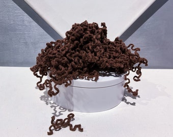 Chocolate Brown Cotton Faux Locks “Cocoa”.25-1oz, brown; Use like fleece locks, Add texture to fiber art, eco friendly, versatile!