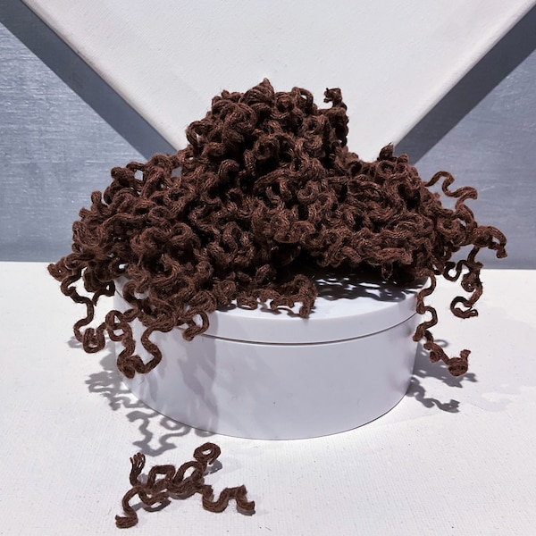 Chocolate Brown Cotton Faux Locks “Cocoa”.25-1oz, brown; Use like fleece locks, Add texture to fiber art, eco friendly, versatile!