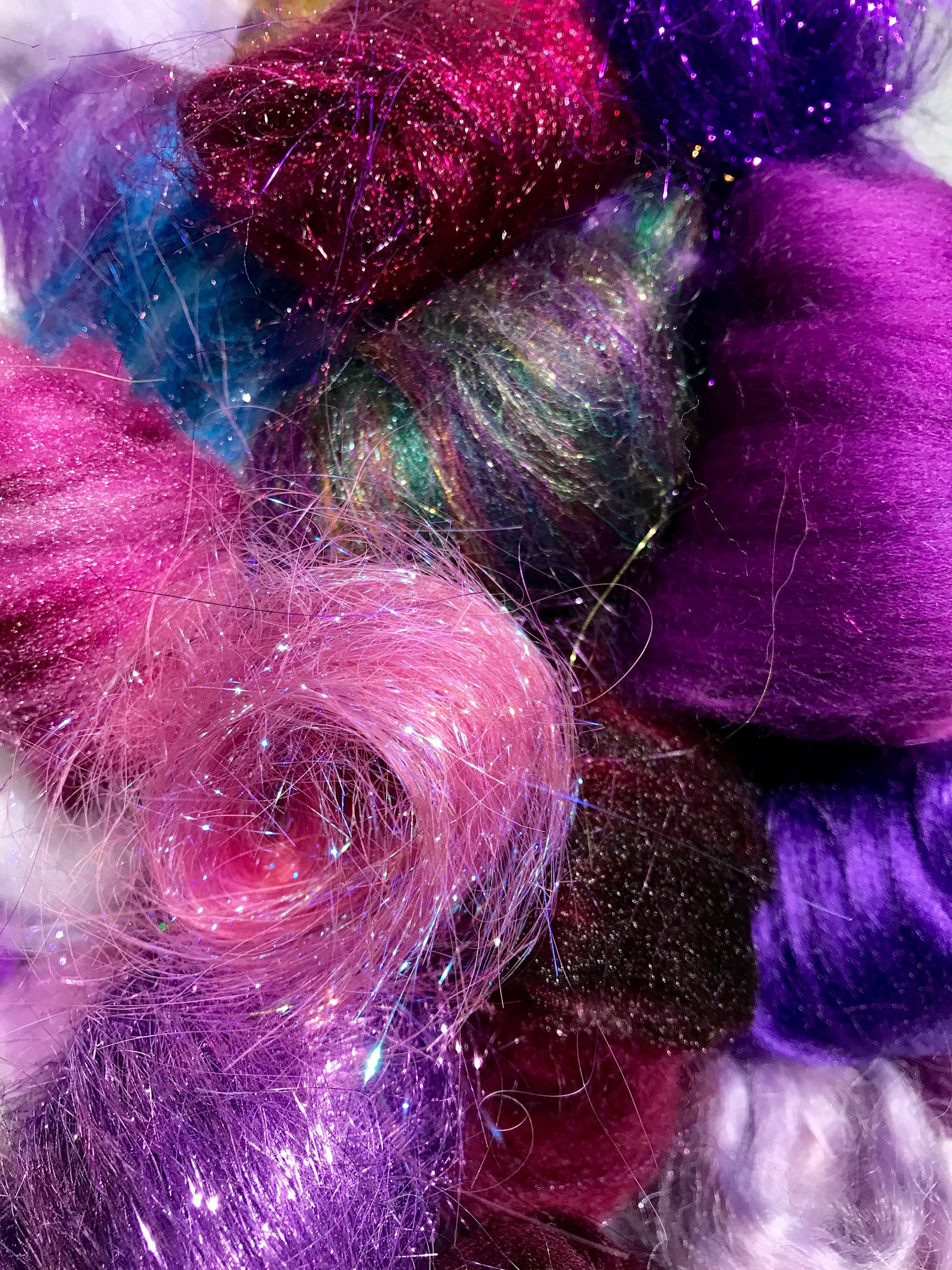 Purple Fiber kit Purple Sampler roving wool firestar glitz Etsy