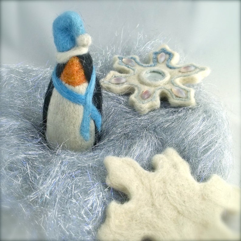 Needle Felting Tutorial DIY Winter Penguin Needle Felted Penguin wool ornament toy Winter, Instructions How To Needle Felt, INSTANT Download image 3