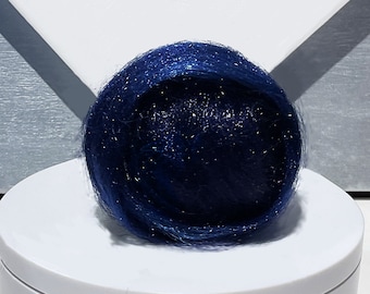 Blue Black Firestar “Dark of Night” .5 oz, Needle Felting, Spinning Fiber, blue black, synthetic dubbing