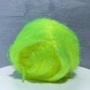 Acid Yellow Firestar, Needle Felting, Spinning Fiber, roving, .5 oz, Fluorescent, Neon Yellow, day glo, hi lighter blending fiber, fly tying image 2