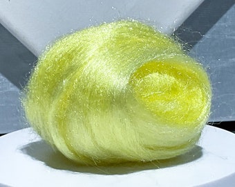 Lemon ice Firestar, Needle Felting, Spinning Fiber, roving, light, pale yellow, similar to Icicle Top, ships free w wool, blending fiber