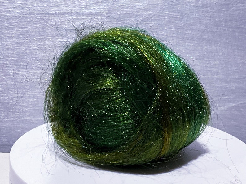 Variegated Green Firestar Avocado Needle Felting, Spinning Fiber, roving, .5 oz image 6