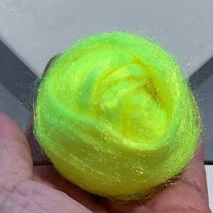 Acid Yellow Firestar, Needle Felting, Spinning Fiber, roving, .5 oz, Fluorescent, Neon Yellow, day glo, hi lighter blending fiber, fly tying image 5