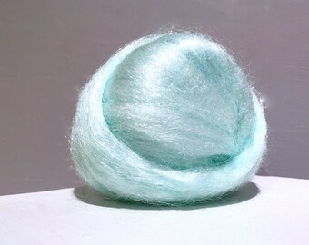 Crystal ice blue, Firestar, Needle Felting , Spinning Fiber, roving, .5 oz, light blue, pale blue, mint blue, similar to Icicle Top, glitz