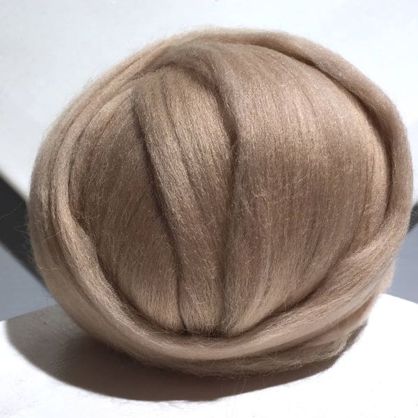 Light Brown Merino Wool Roving “Cafe au Lait” Needle Felting wool, Spinning Fiber, beige, tan, buff, taupe, neutral tan
