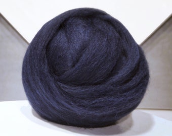 Midnight Blue Merino roving,  Needle Felting Spinning Fiber, Merino, roving, 1 oz, nuno wet felting, dark blue, blue black